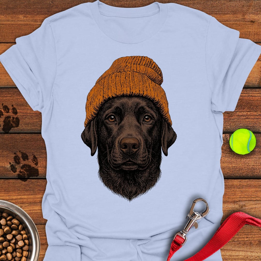 Chocolate Lab Beanie Light Blue