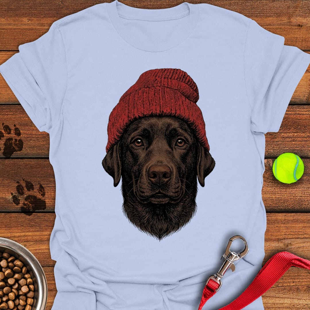 Chocolate Lab Beanie Light Blue