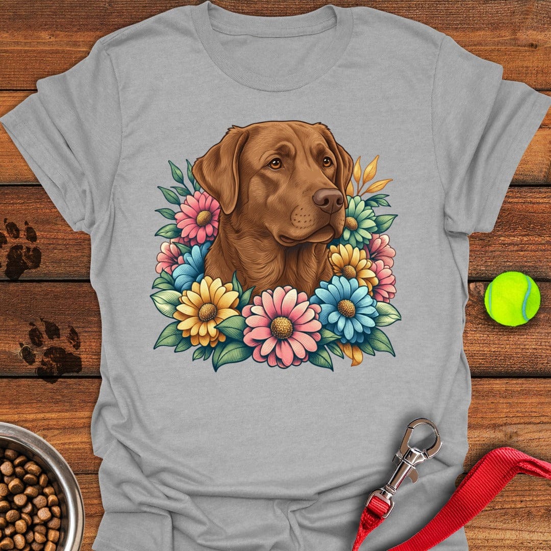 Chocolate Lab Flowers Sport Grey