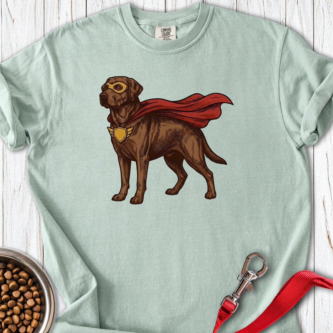 Chocolate Lab Superhero Premium Tee Bay