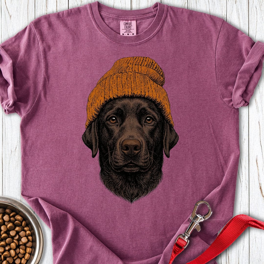 Chocolate Labrador Beanie Premium Tee Berry