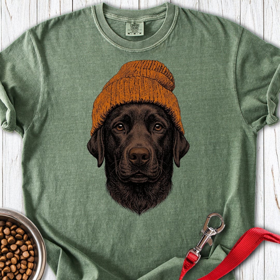 Chocolate Labrador Beanie Premium Tee Moss