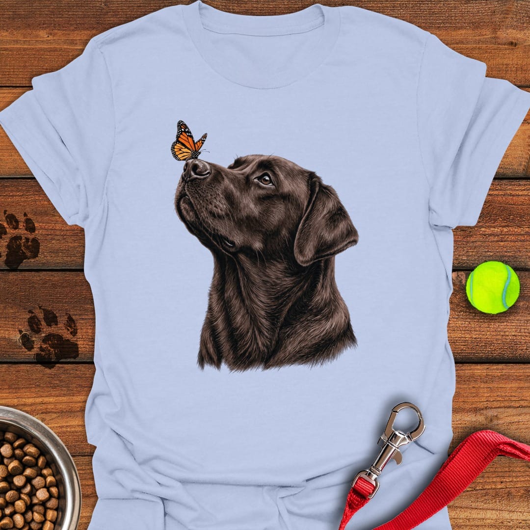 Chocolate Labrador Butterfly Light Blue