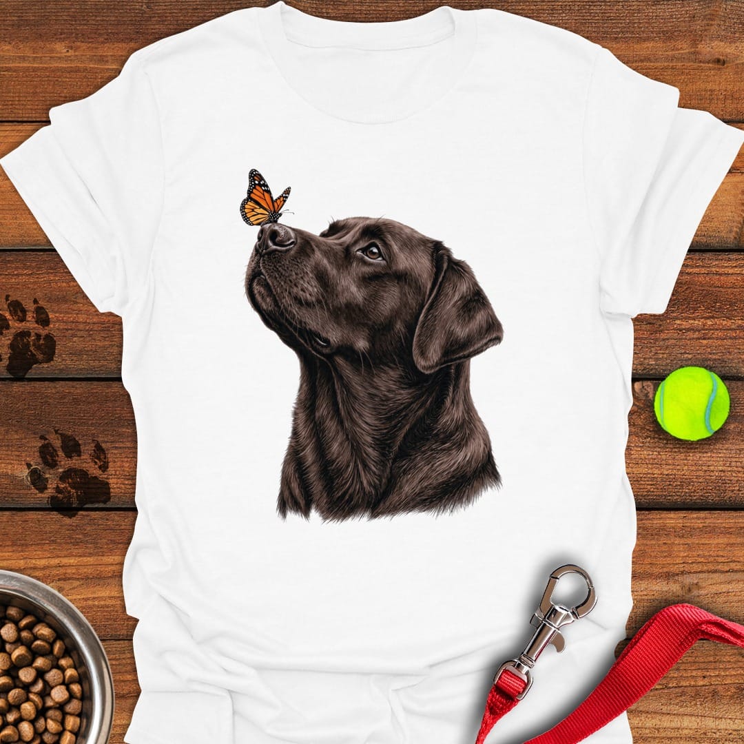 Chocolate Labrador Butterfly White