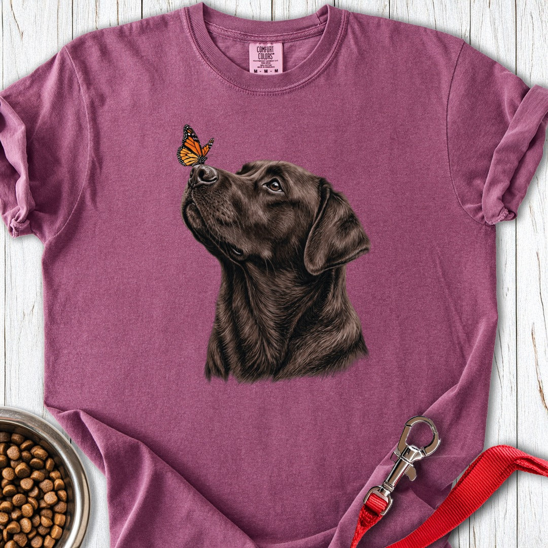 Chocolate Labrador Butterfly Premium Tee Berry