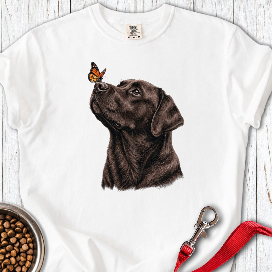 Chocolate Labrador Butterfly Premium Tee White