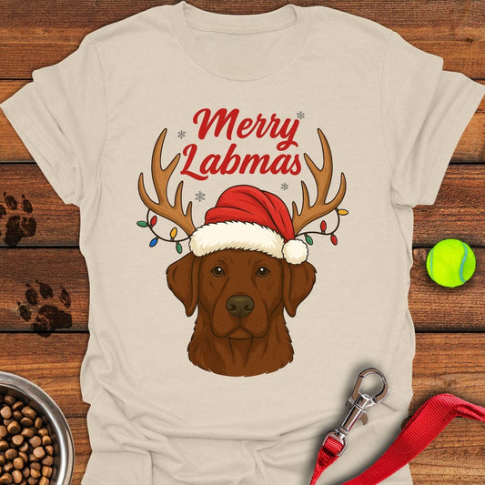 Chocolate Labrador Christmas T-Shirt Natural