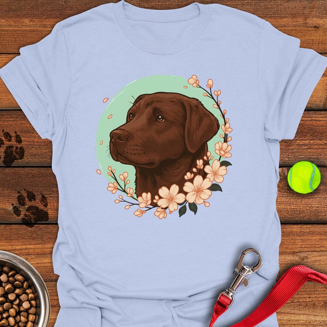 Chocolate Labrador Flower Light Blue