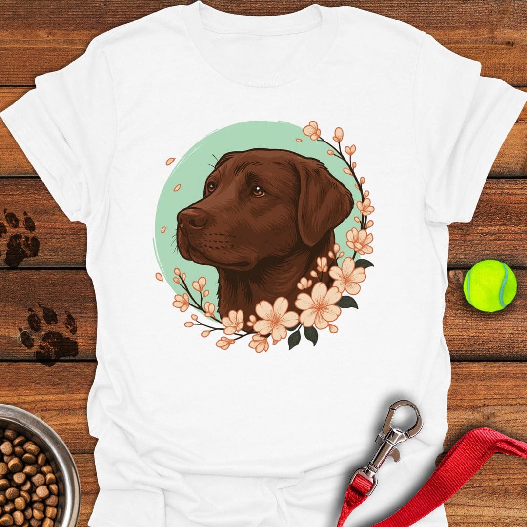 Chocolate Labrador Flower White
