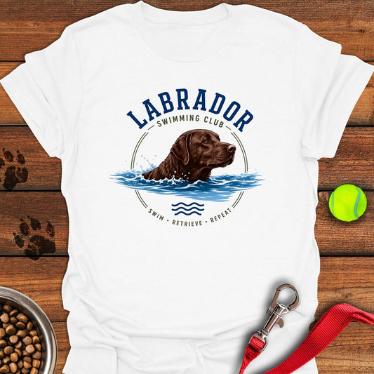 Chocolate Labrador Swimming White