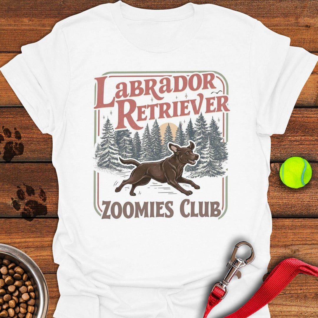 Chocolate Labrador Zoomies White
