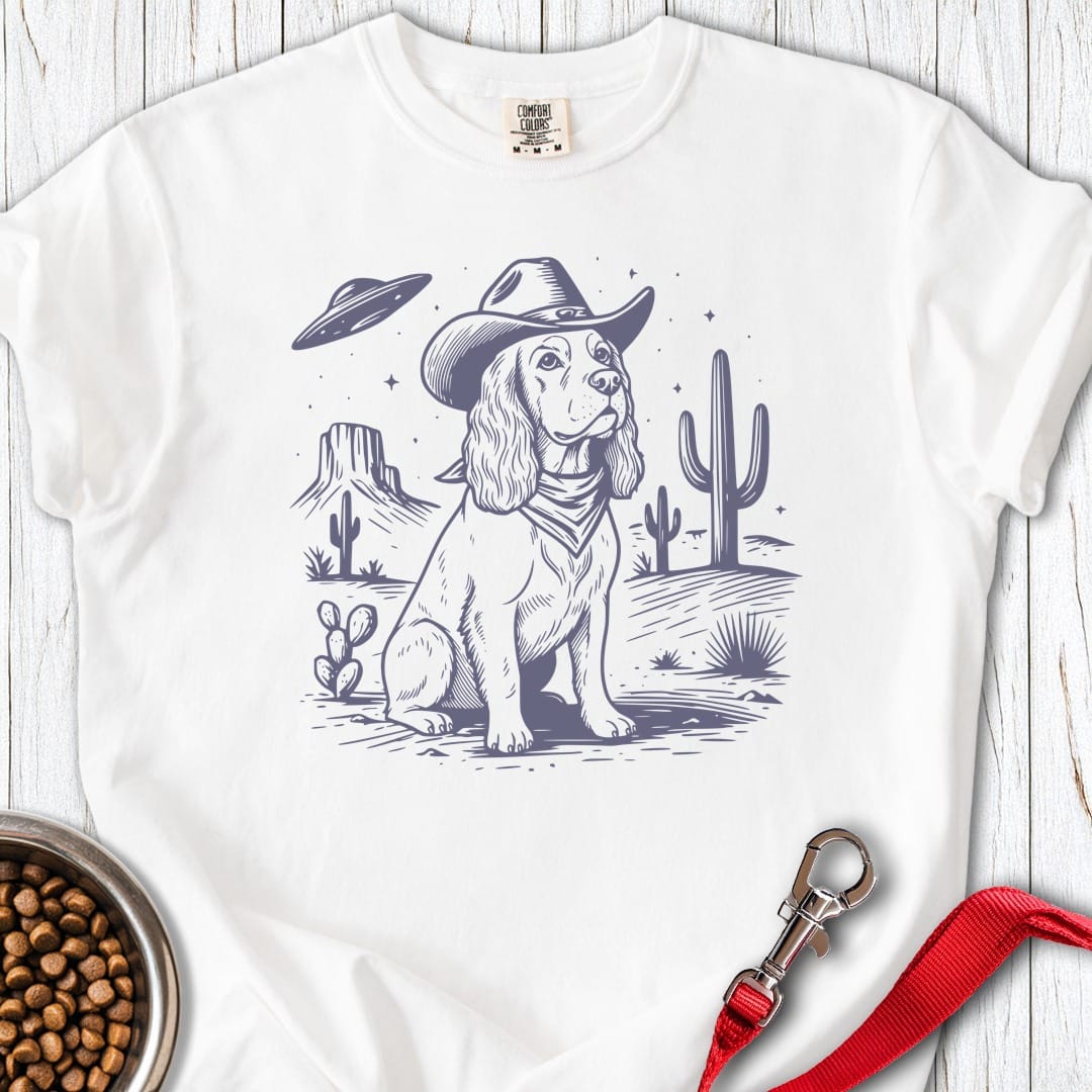 Cocker Spaniel Cowboy Premium Tee White