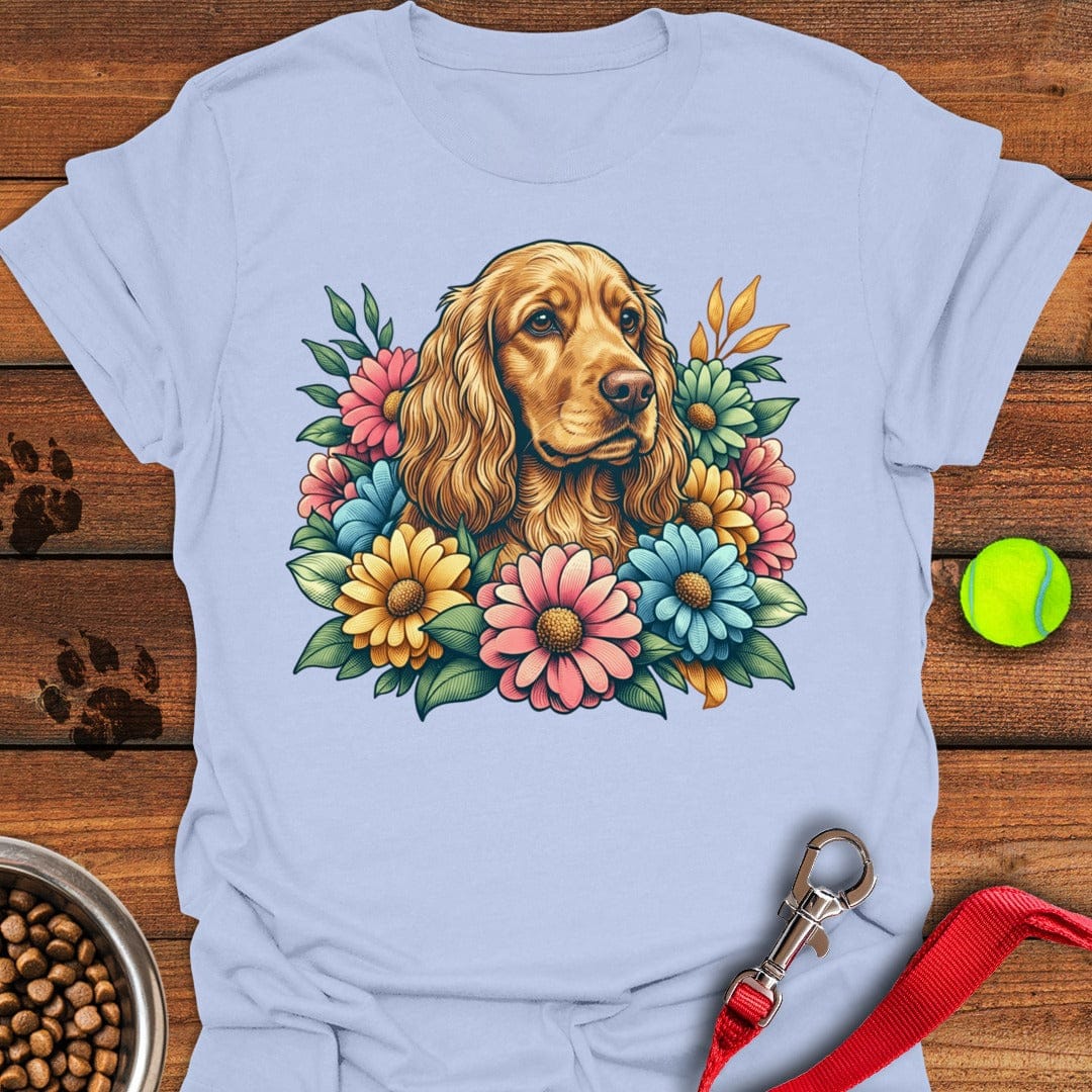 Cocker Spaniel Floral Light Blue