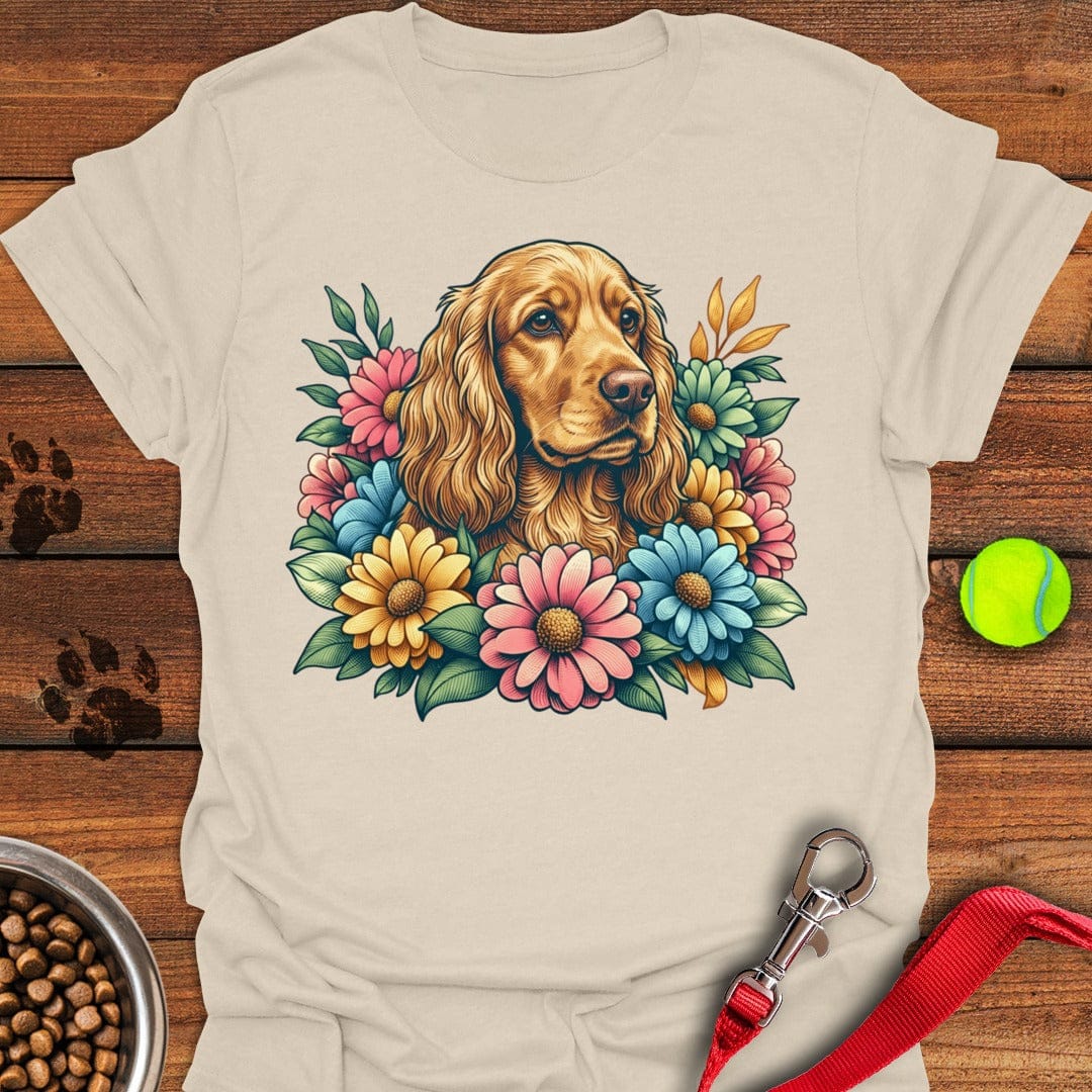 Cocker Spaniel Floral Natural
