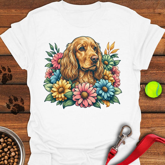 Cocker Spaniel Floral White