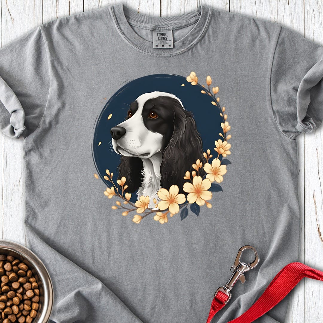 Cocker Spaniel Flowers Premium Tee Grey