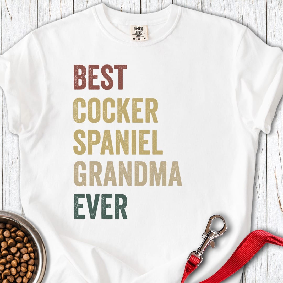Cocker Spaniel Grandma Premium Tee White