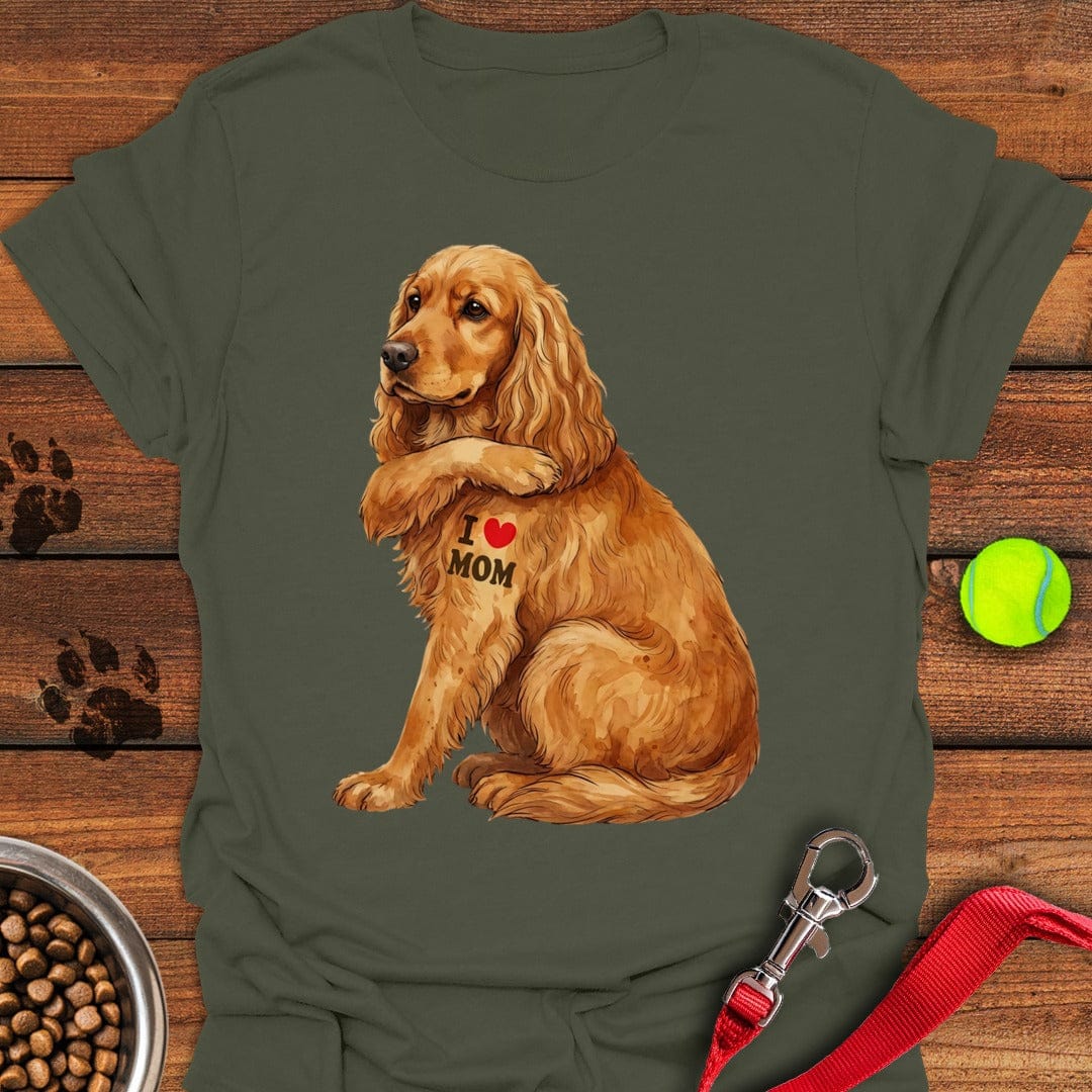 Cocker Spaniel I Love Mom Military Green
