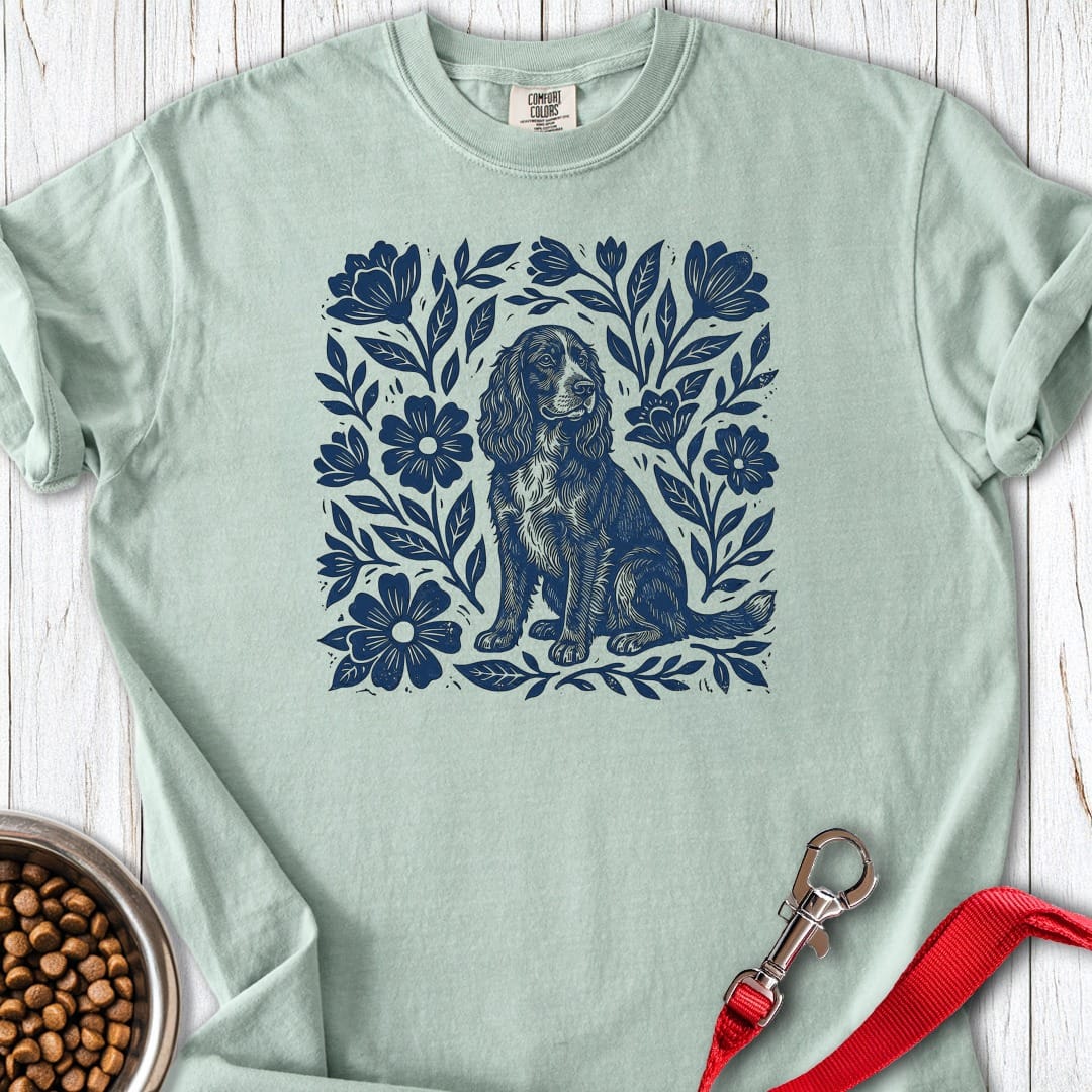 Cocker Spaniel Linocut Premium Tee Bay