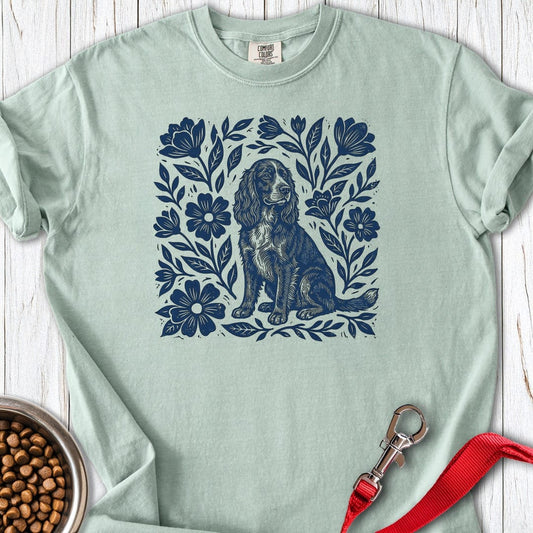 Cocker Spaniel Linocut Premium Tee Bay