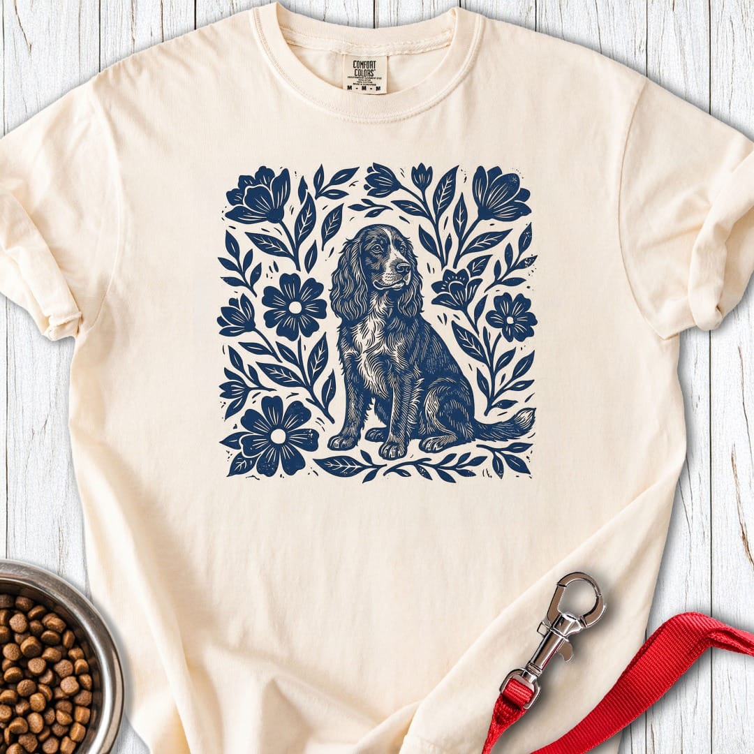 Cocker Spaniel Linocut Premium Tee Ivory