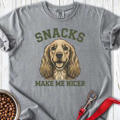 Cocker Spaniel Snacks Premium Tee Grey