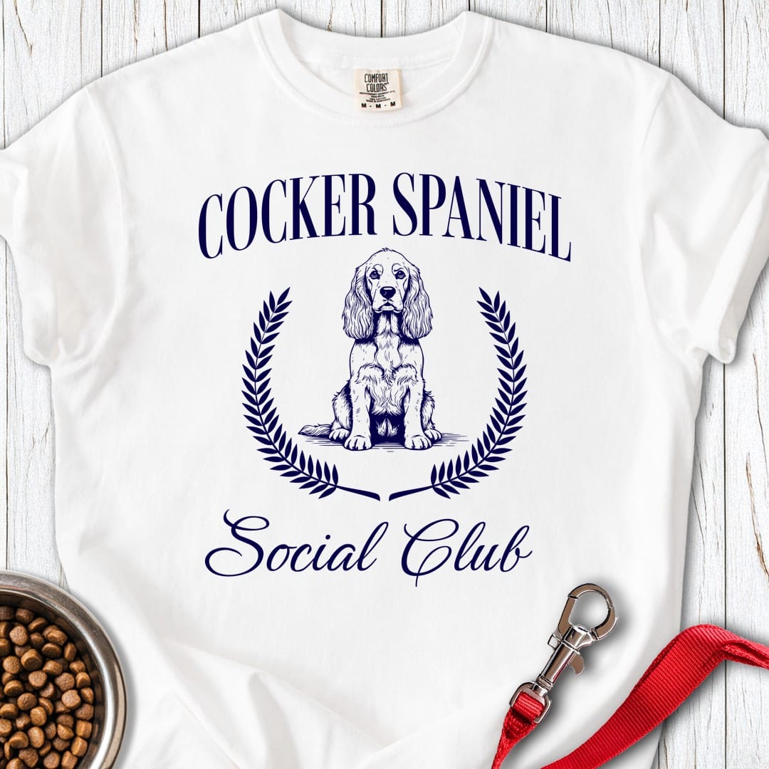 Cocker Spaniel Social Club Premium Tee White