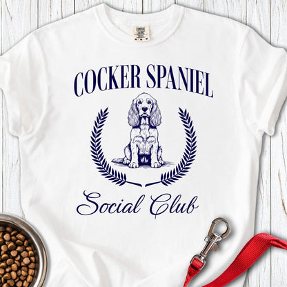 Cocker Spaniel Social Club Premium Tee White