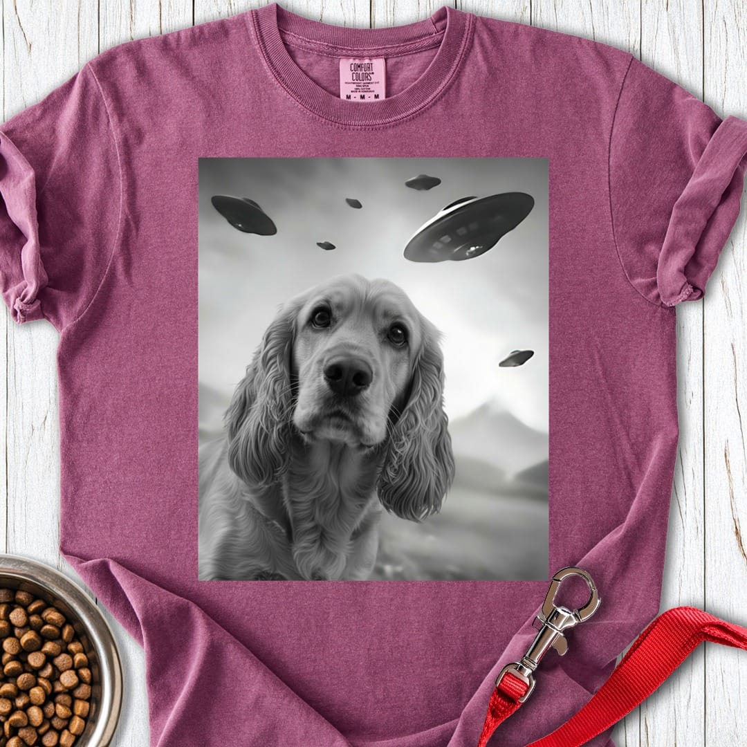 Cocker Spaniel UFO Premium Tee Berry