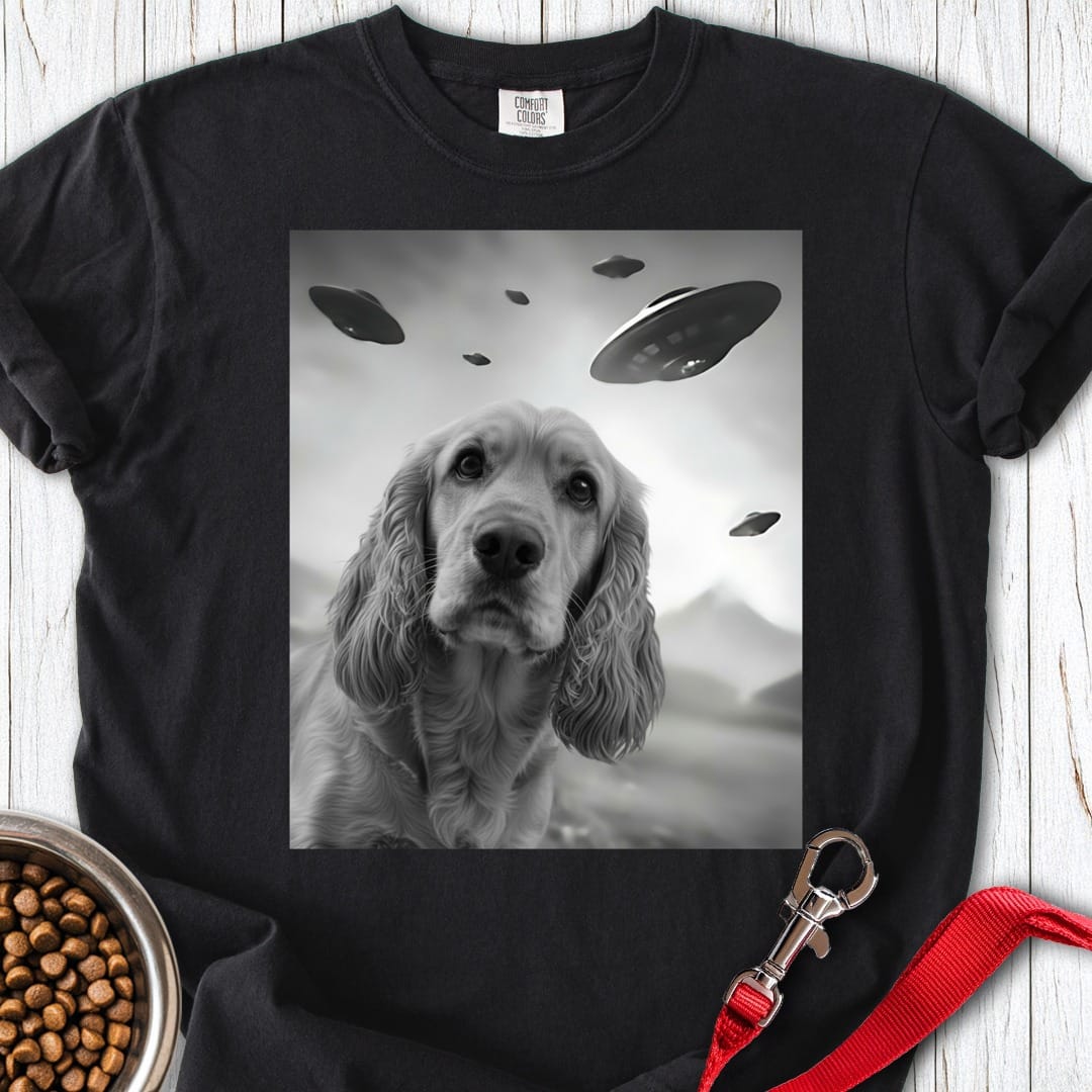 Cocker Spaniel UFO Premium Tee Black