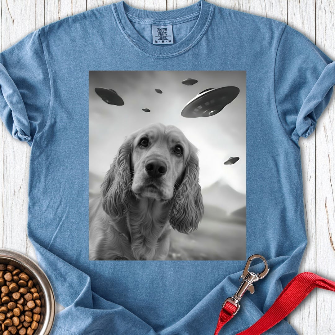Cocker Spaniel UFO Premium Tee Blue Jean