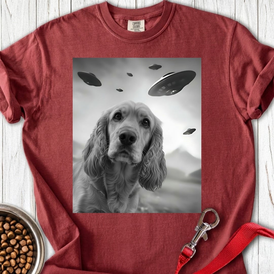 Cocker Spaniel UFO Premium Tee Brick