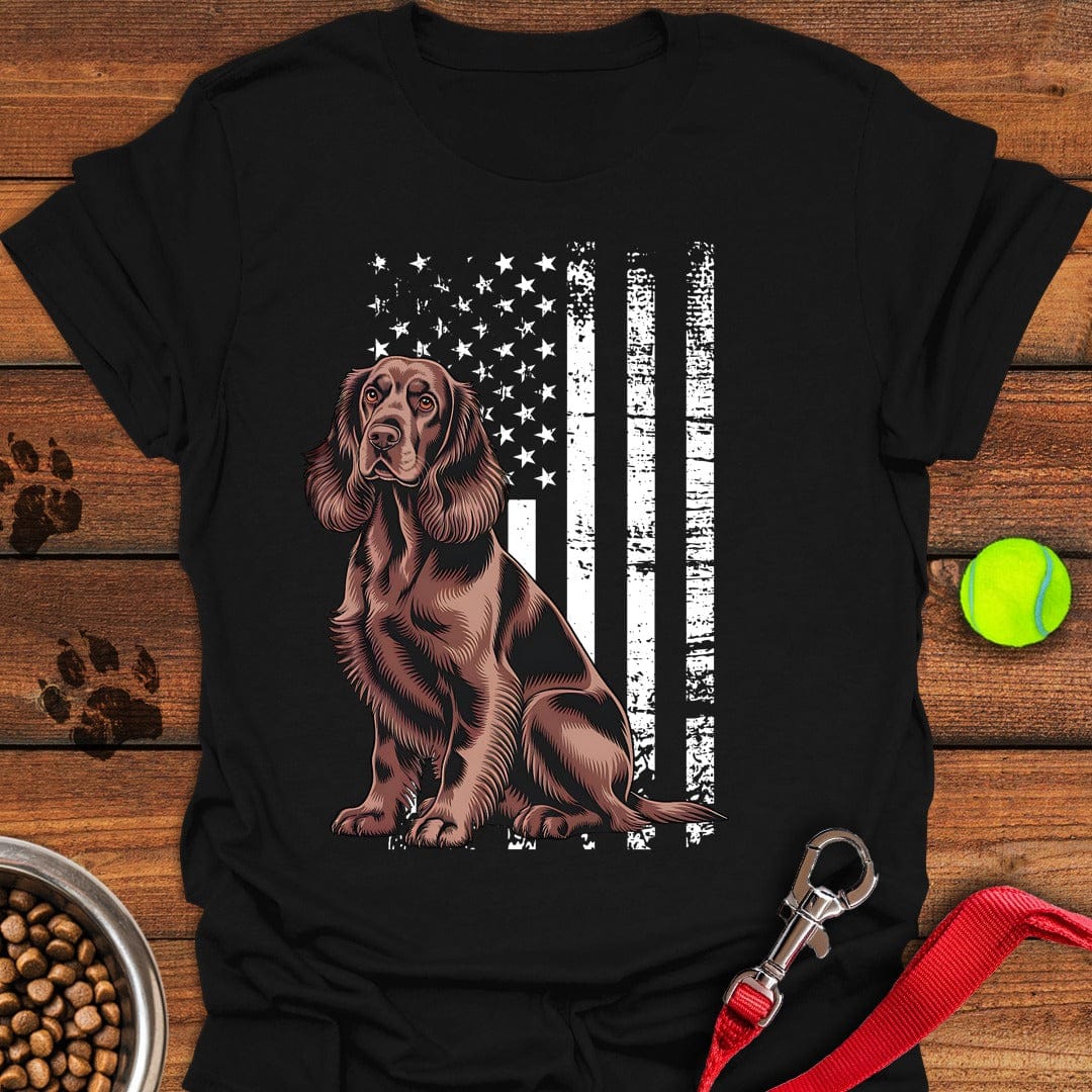 Cocker Spaniel USA Flag Black
