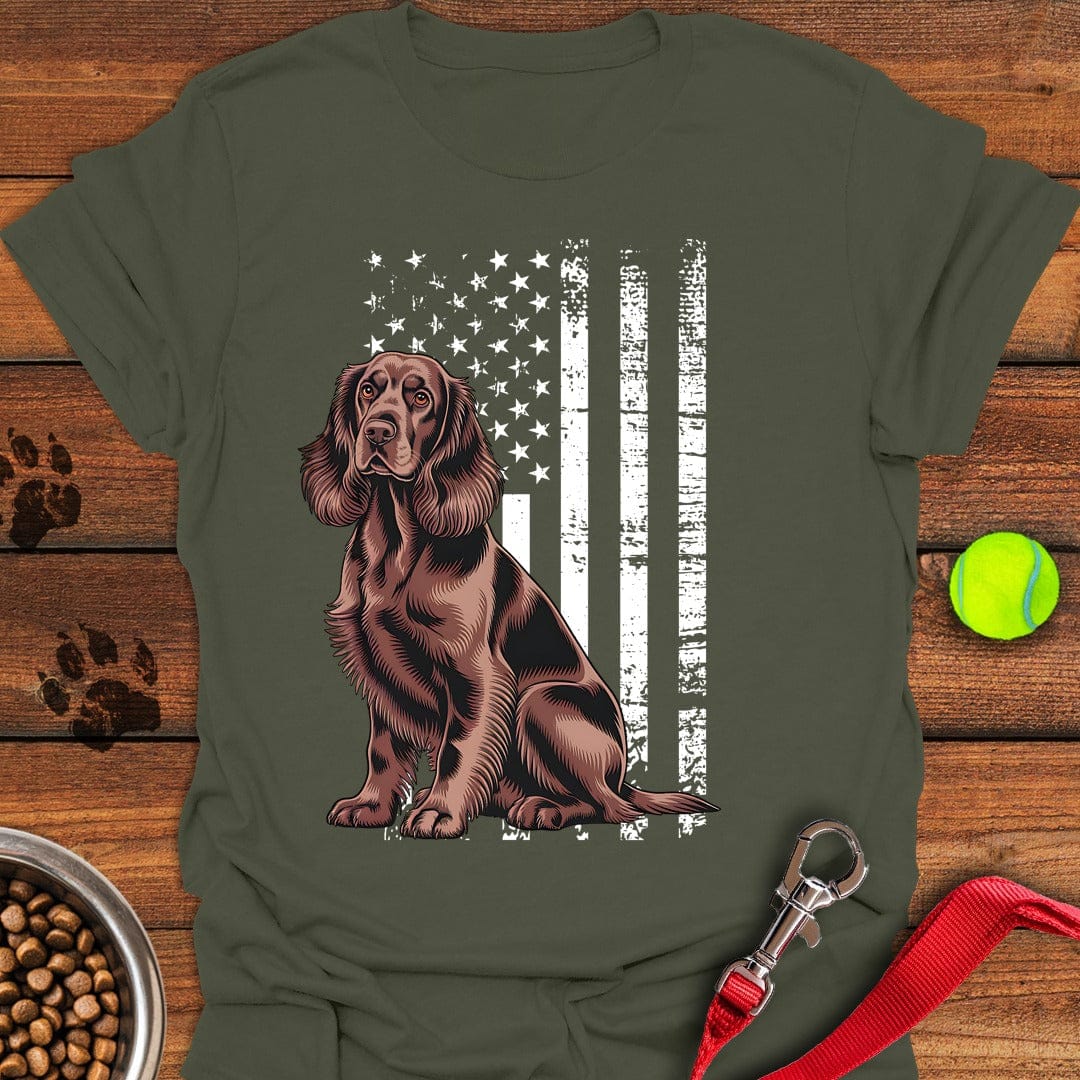 Cocker Spaniel USA Flag Military Green