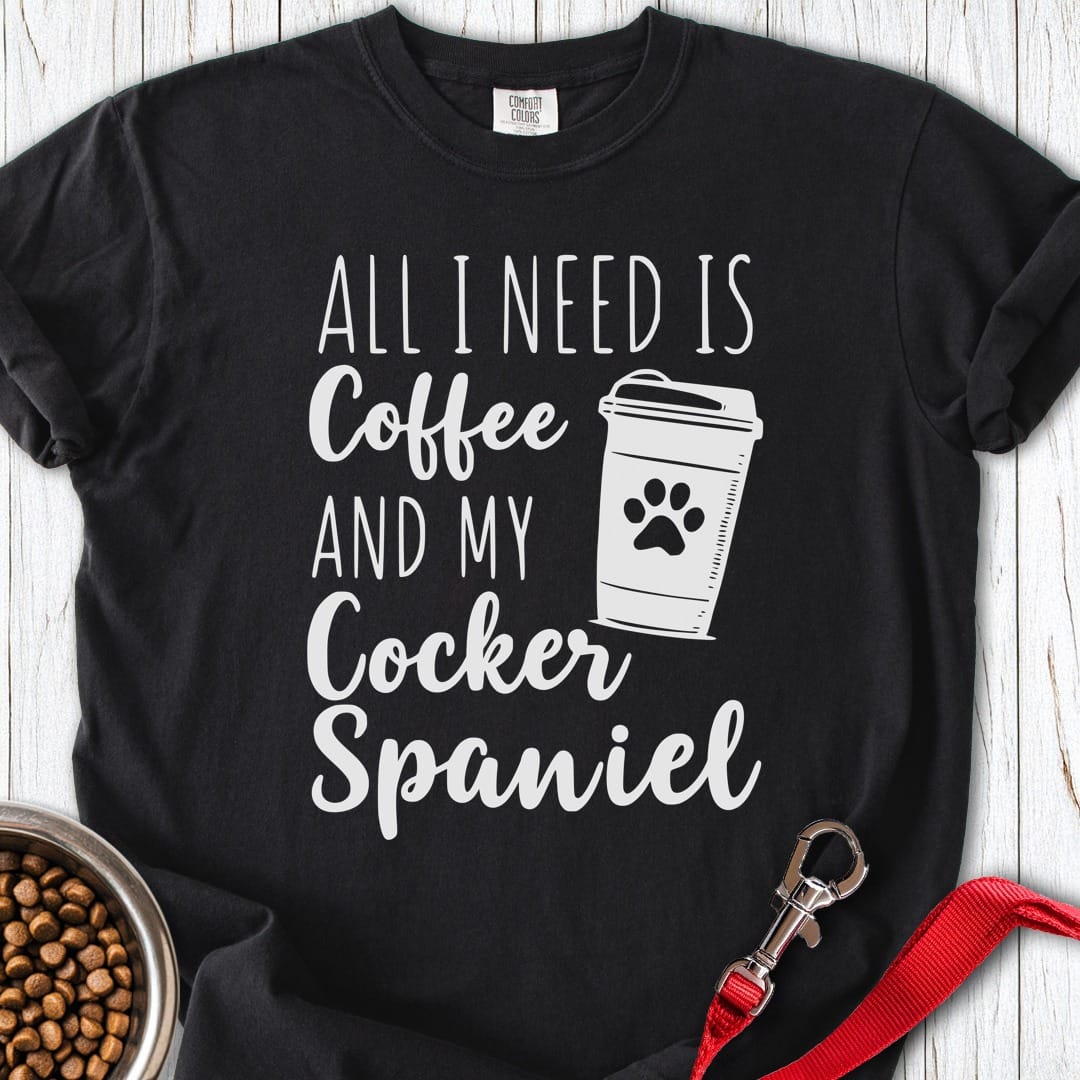 Cocker Spaniels & Coffee Premium Tee Black