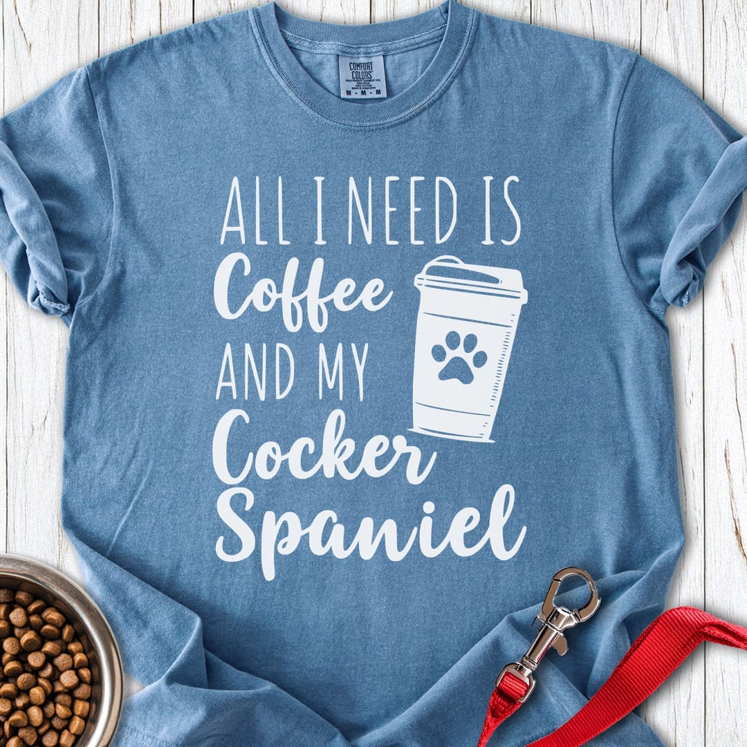 Cocker Spaniels & Coffee Premium Tee Blue Jean