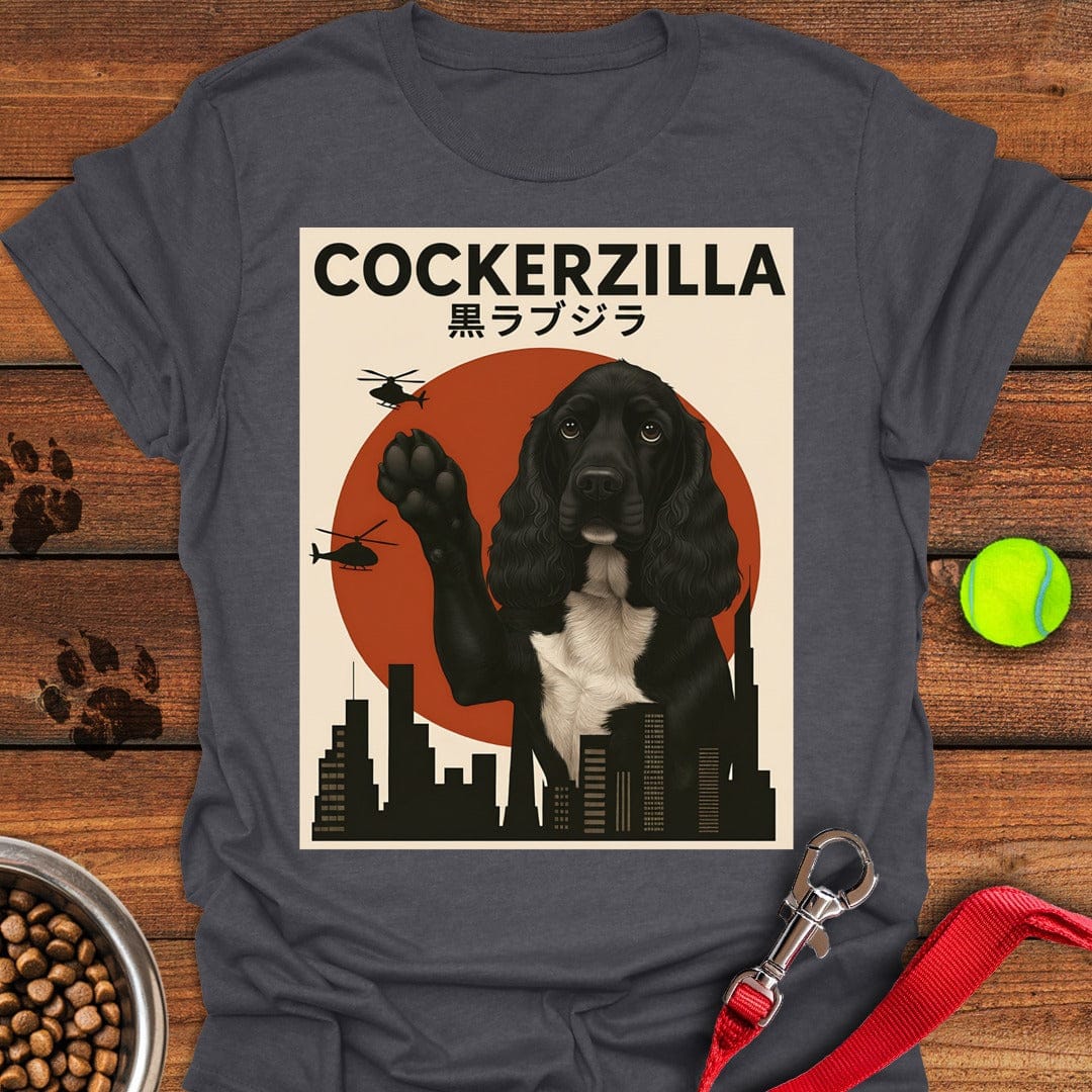 Cockerzilla Black White Cocker Spaniel Dark Heather
