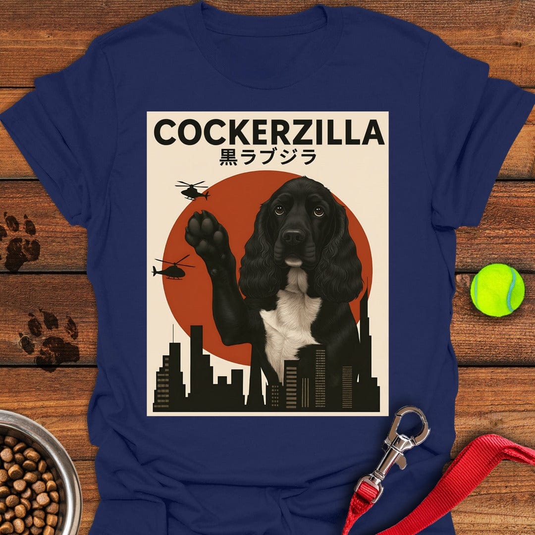 Cockerzilla Black White Cocker Spaniel Navy