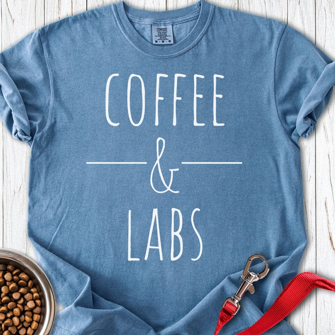 Coffee & Labradors Premium Tee Blue Jean