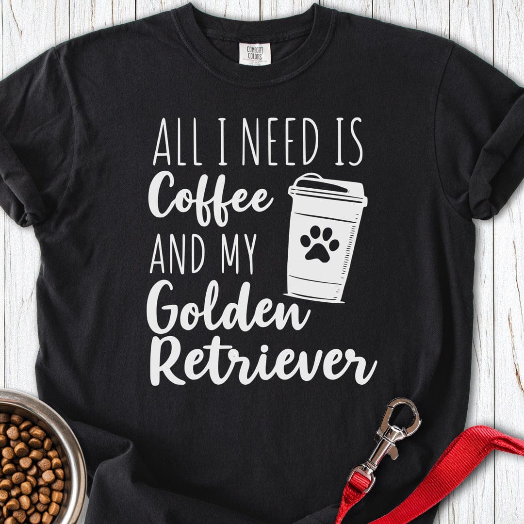 Coffee & My Golden Retriever Premium Tee Black