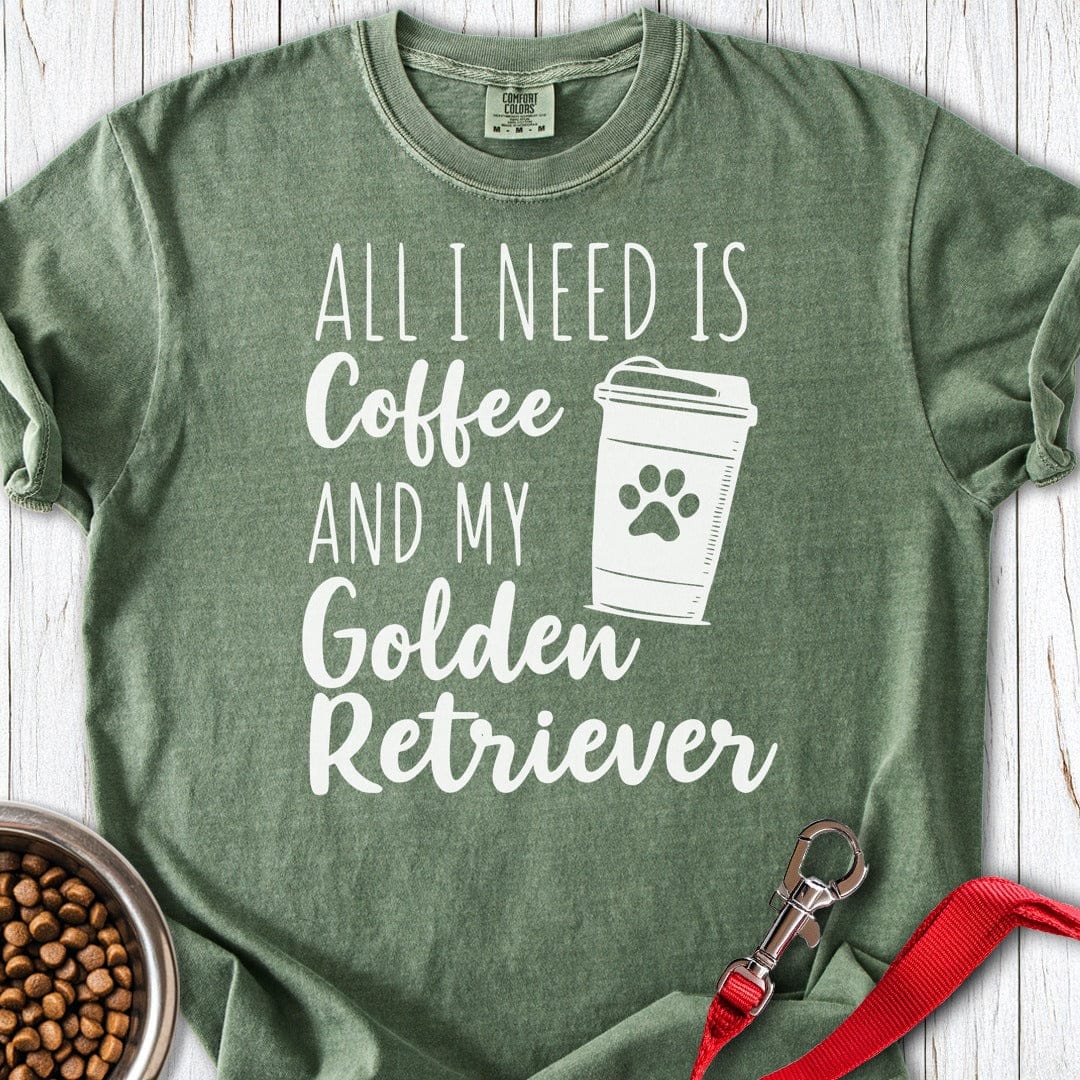 Coffee & My Golden Retriever Premium Tee Moss