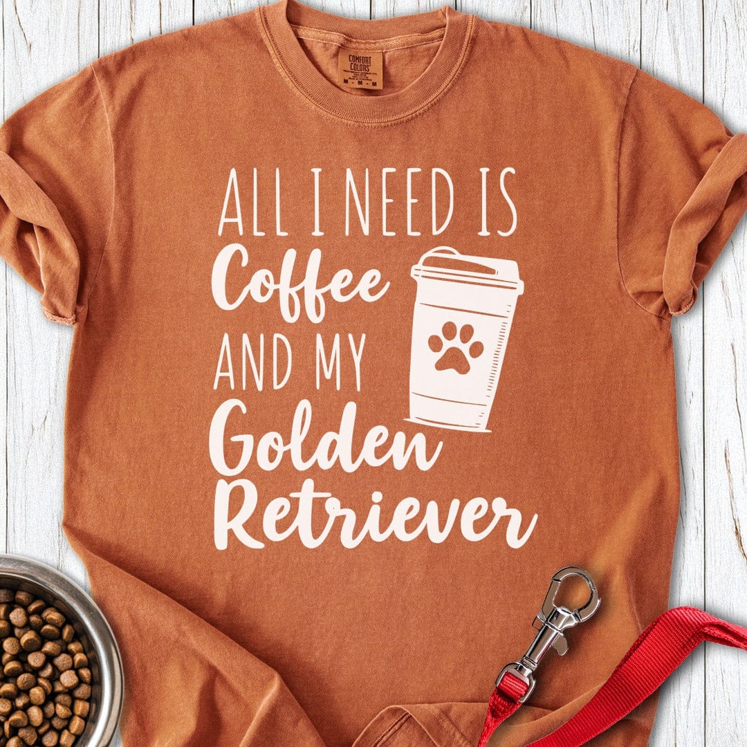 Coffee & My Golden Retriever Premium Tee Yam