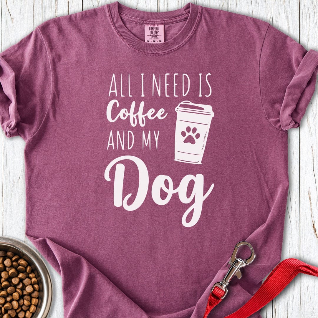 Coffee and Dog Premium Tee Berry