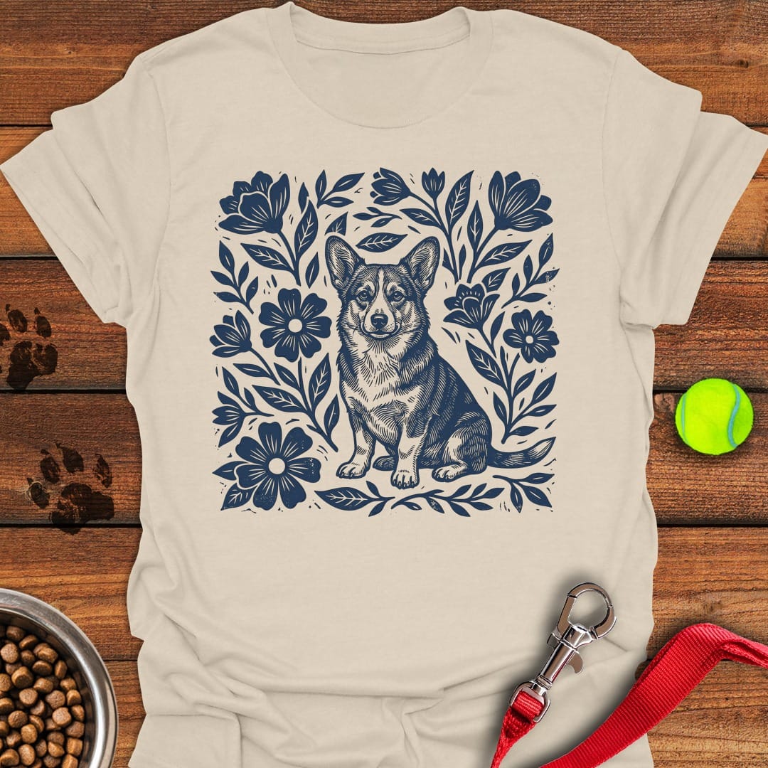 Corgi Linocut Natural