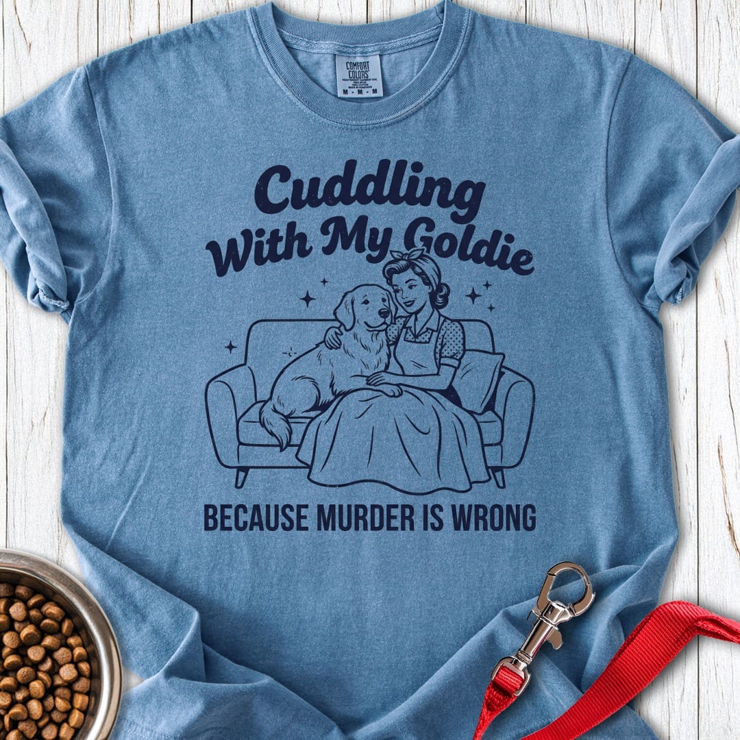 Cuddling With My Goldie Premium Tee Blue Jean