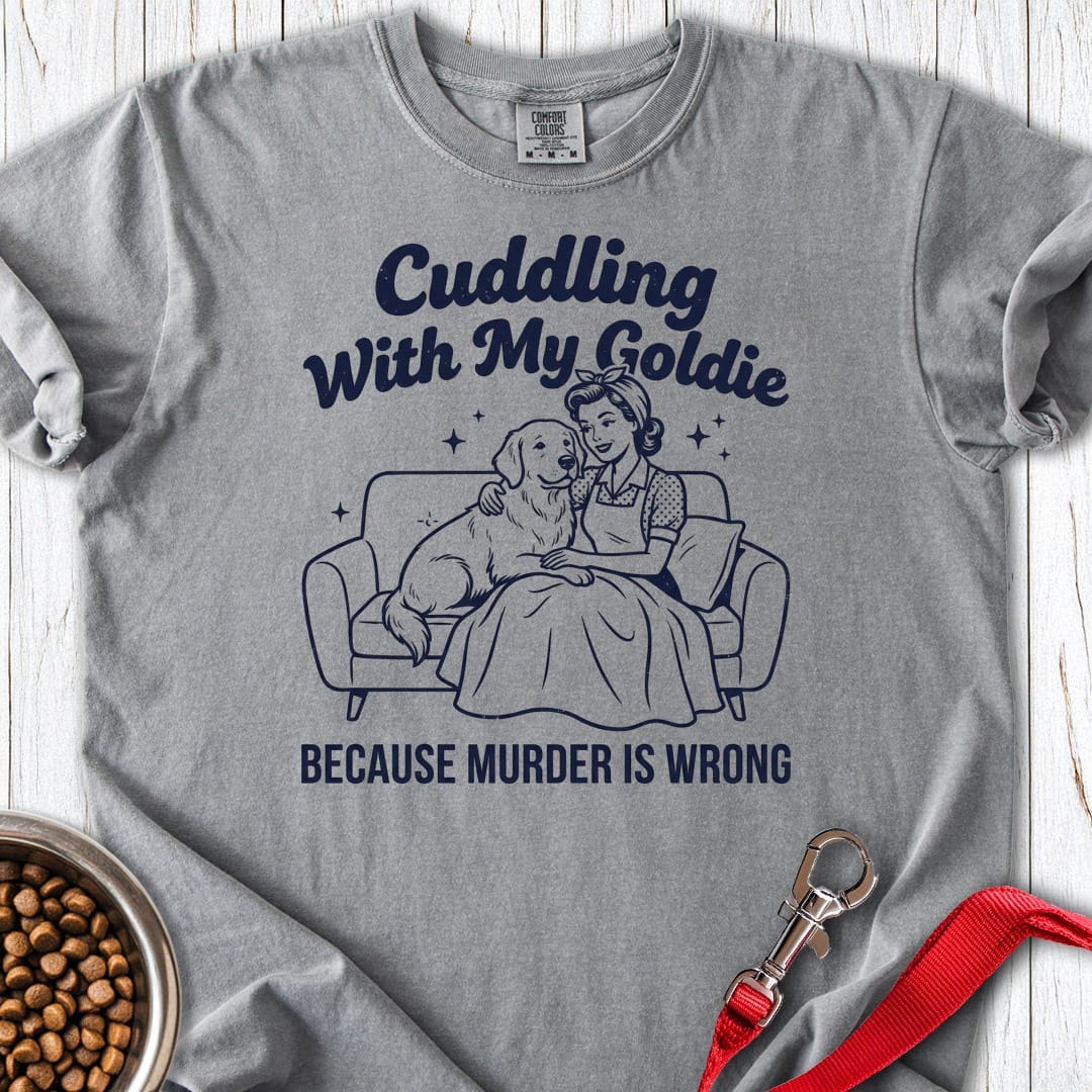 Cuddling With My Goldie Premium Tee Grey