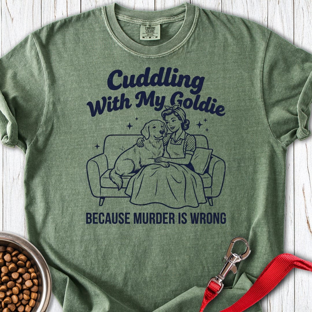 Cuddling With My Goldie Premium Tee Moss