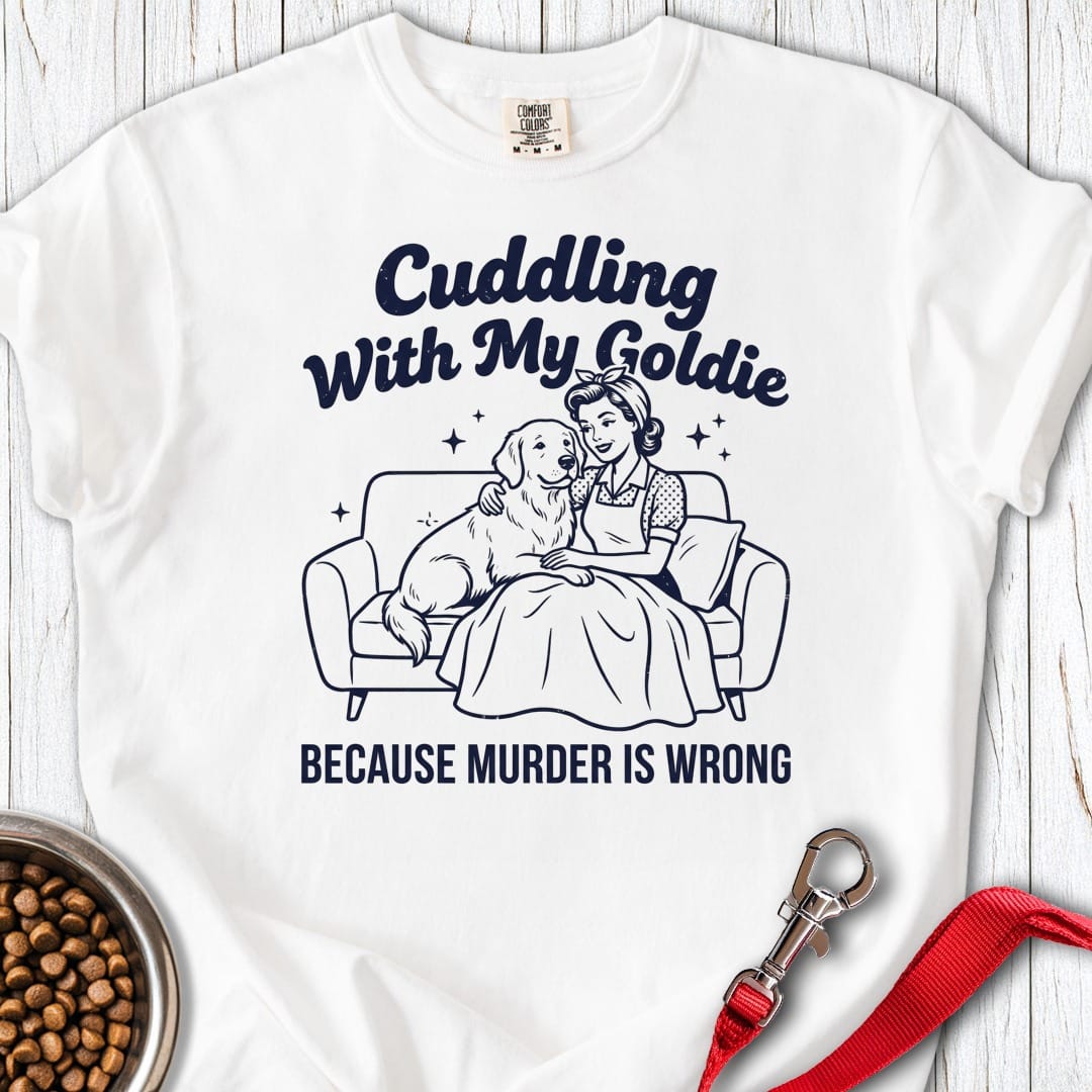 Cuddling With My Goldie Premium Tee White