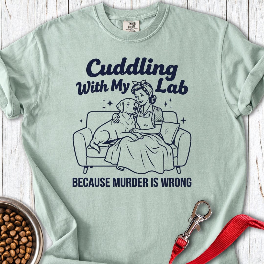 Cuddling With My Lab Premium Tee Bay