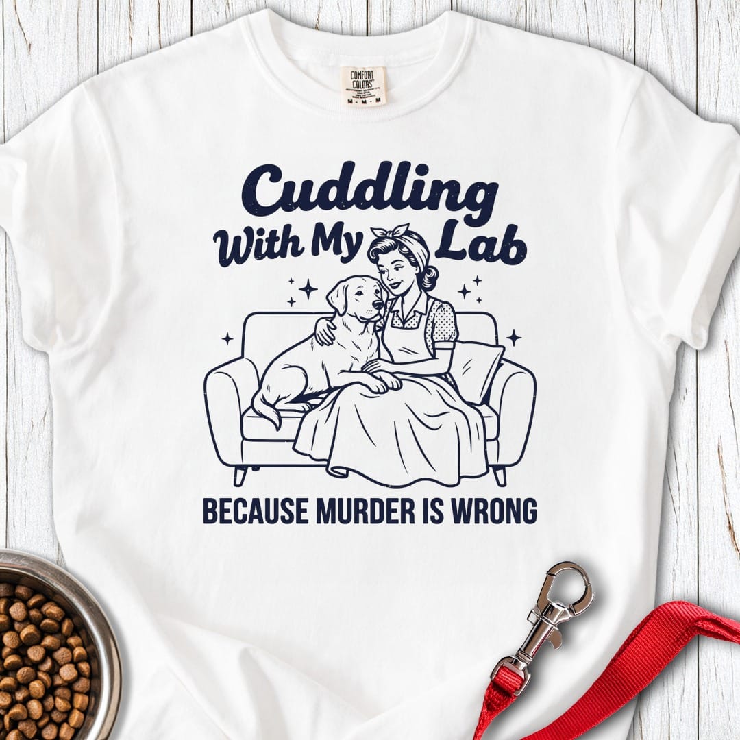 Cuddling With My Lab Premium Tee White